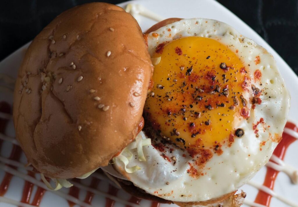 Egg sandwich with keto bread for keto breakfast